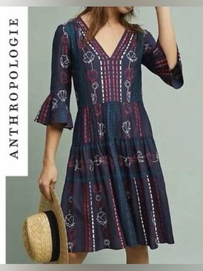 Anthropologie Akemi + Kin Hailey Embroidered Dress, size 0